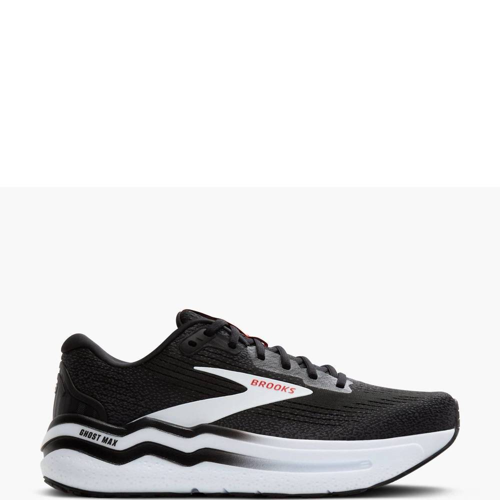 NEW BROOKS men's ghost max 2 shoes in 027 - black/white/fiery red - Picture 2 of 6